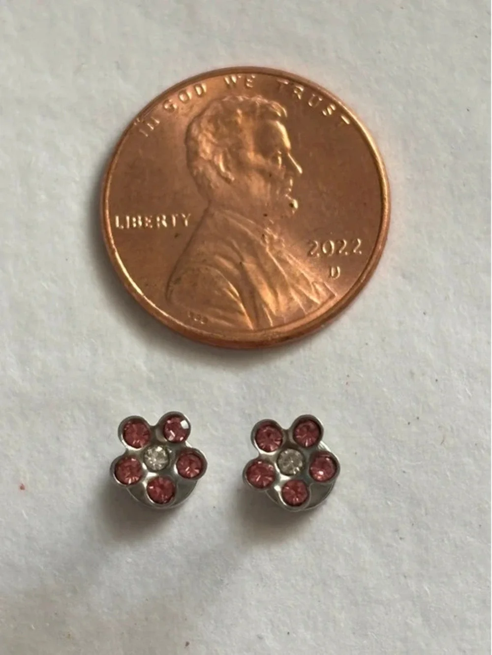 Pink Crystal Flower Stud Earrings
